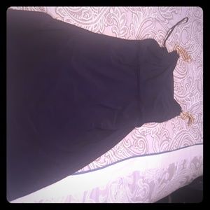 Navy blue dress with gold straps